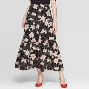 Who What Wear Floral Print Mid Rise Tiered A Line Maxi Skirt Size 26W